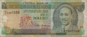 巴巴多斯元1995年版5 Dollars面值——正面