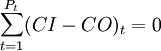 \sum_{t=1}^{P_t} (CI-CO)_t=0