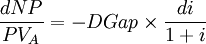 \frac{dNP}{PV_A}=-DGap\times\frac{di}{1+i}